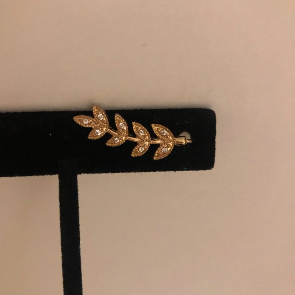 Single 'climber' earring - gold and crystal accent